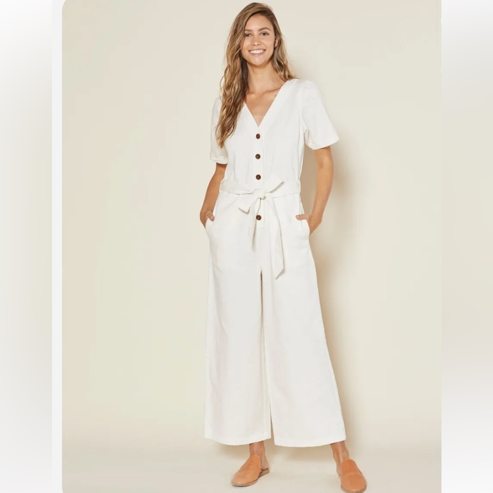 Outerknown Gia Jumpsuit 100% organic cotton warm white size small